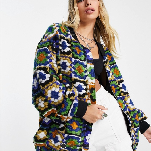 ASOS Jackets & Blazers - Reclaimed Vintage teddy borg crochet bomber jacket ASOS